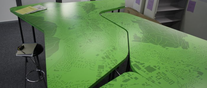 Möbeldekoration, Folierung, Tischfolierung, Wallwrap, Wall wrap, Digitalruck auf Tischen